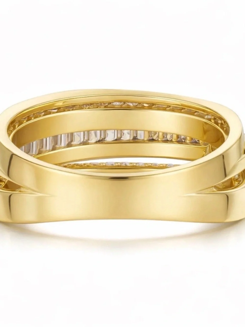 Sable & Red Gold Stacked Crossover Couture Crisscross Ring Size 8